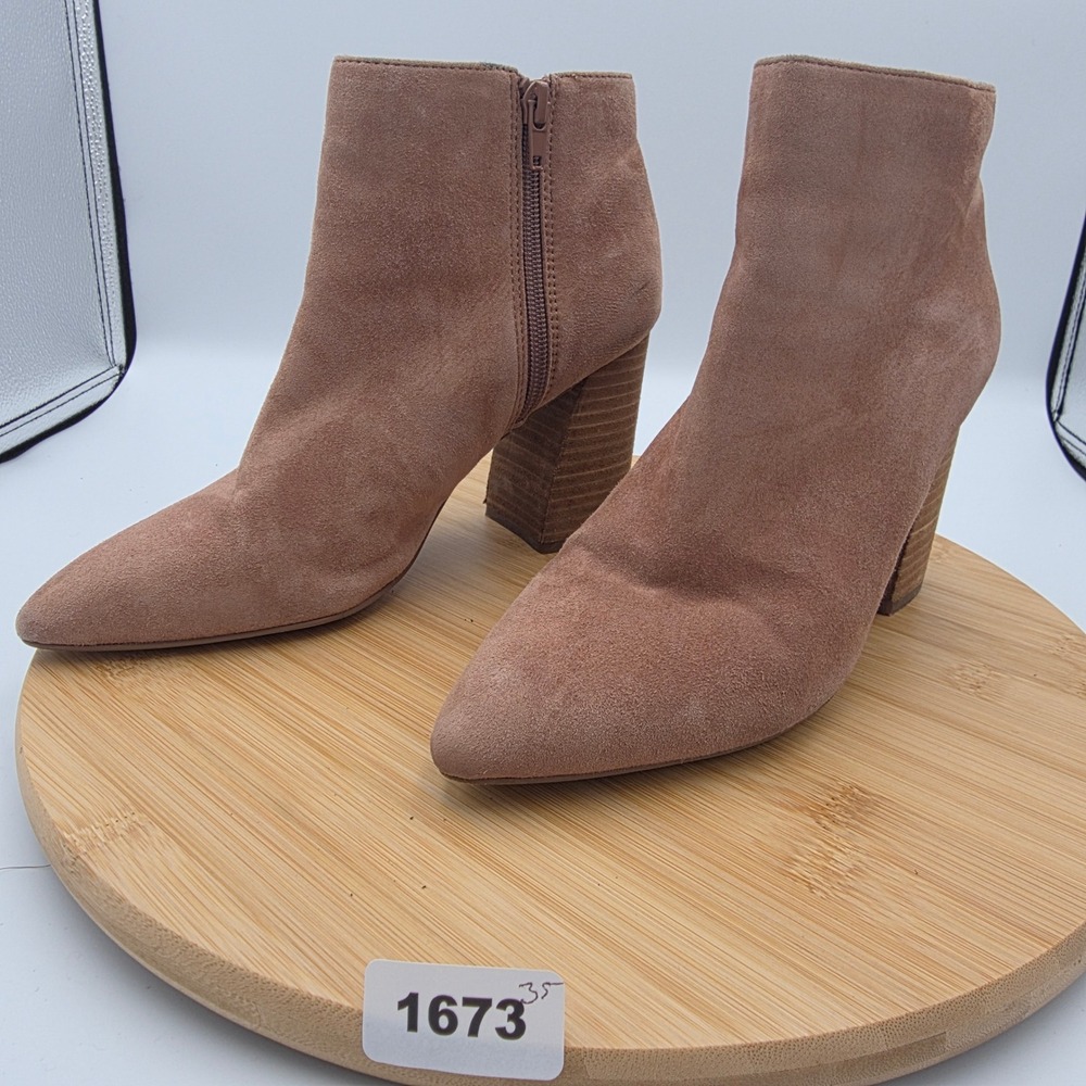 Steve Madden‎ Summer Mauve Suede Pointed Toe Block Heel Ankle Boots Womens 7M